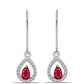 Strieborné Náušnice s Madagaskarským Rubínom a Bielym Topásom