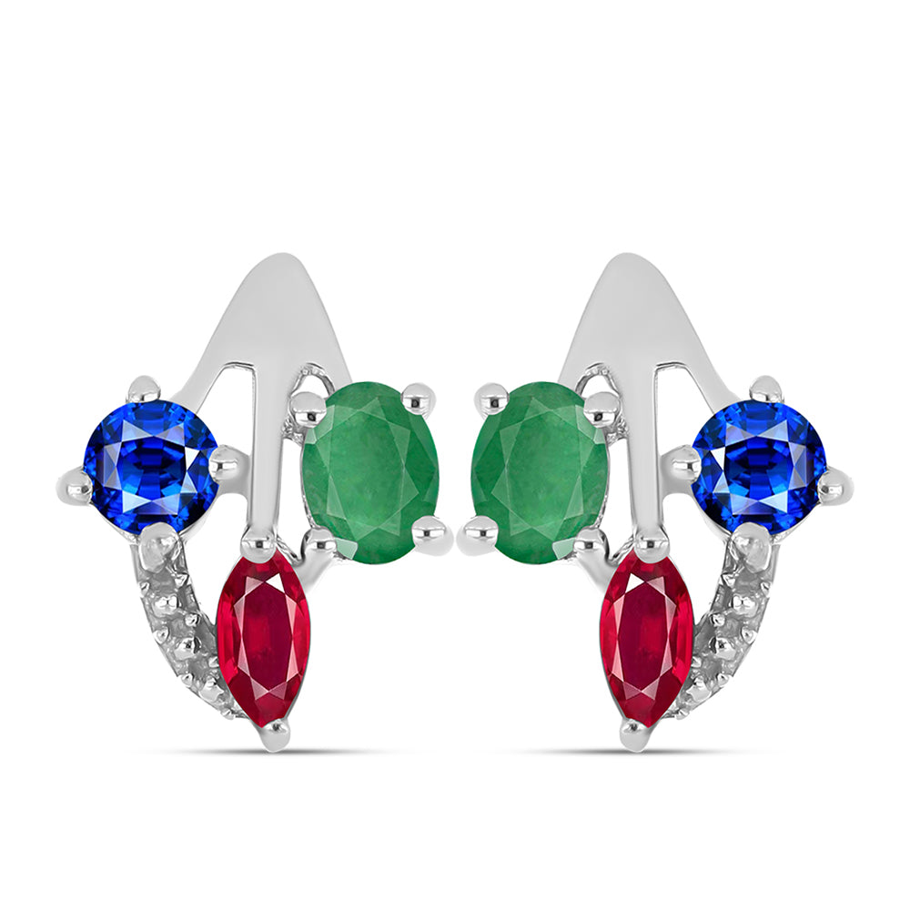 Strieborné Sada s Madagaskarským Rubínom a Brazílskym Smaragdom ( Náušnice+Prsteň )
