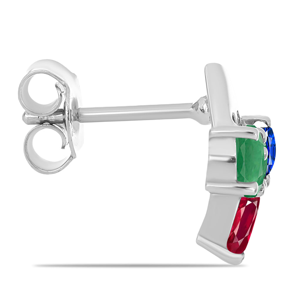 Strieborné Sada s Madagaskarským Rubínom a Brazílskym Smaragdom ( Náušnice+Prsteň )