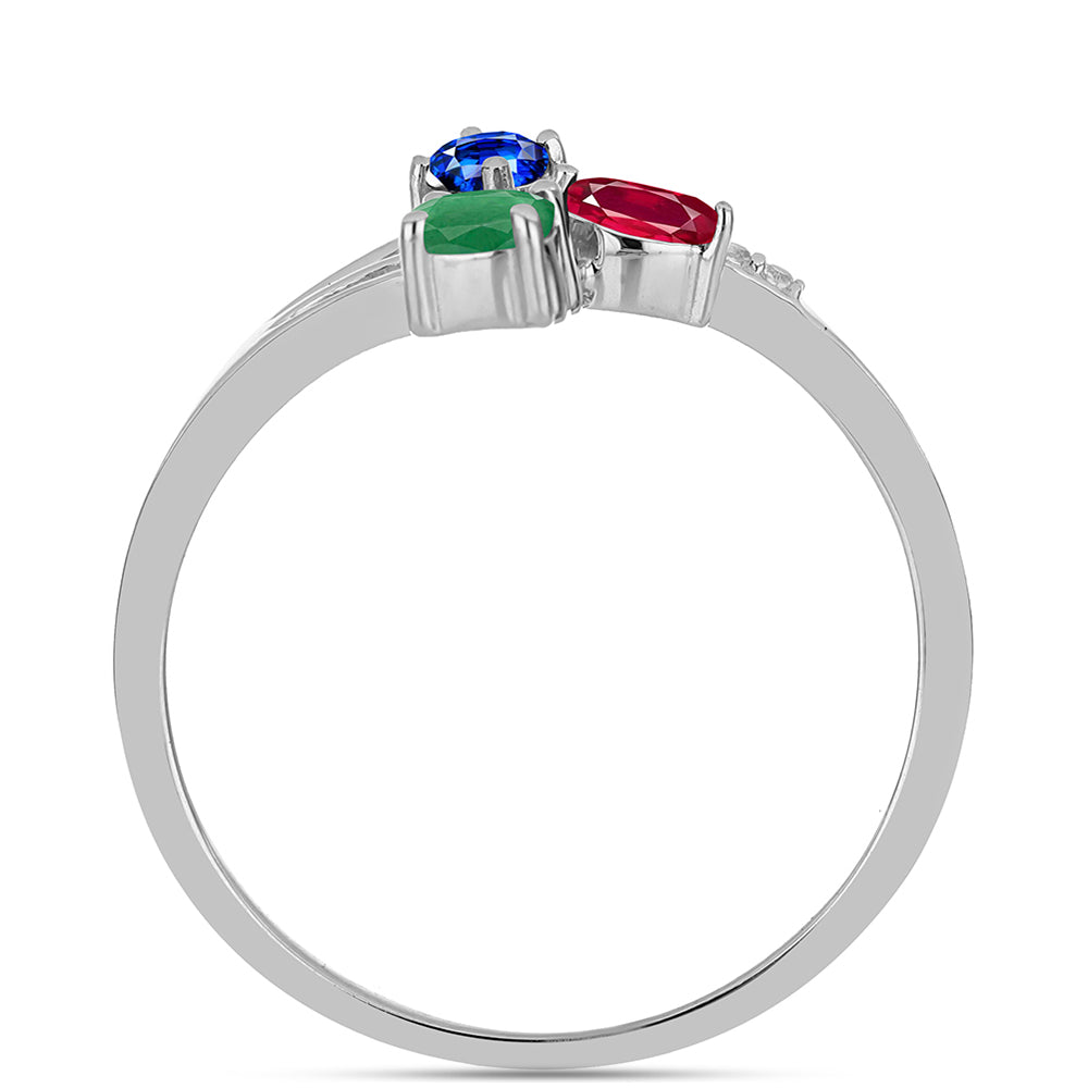 Strieborné Sada s Madagaskarským Rubínom a Brazílskym Smaragdom ( Náušnice+Prsteň )