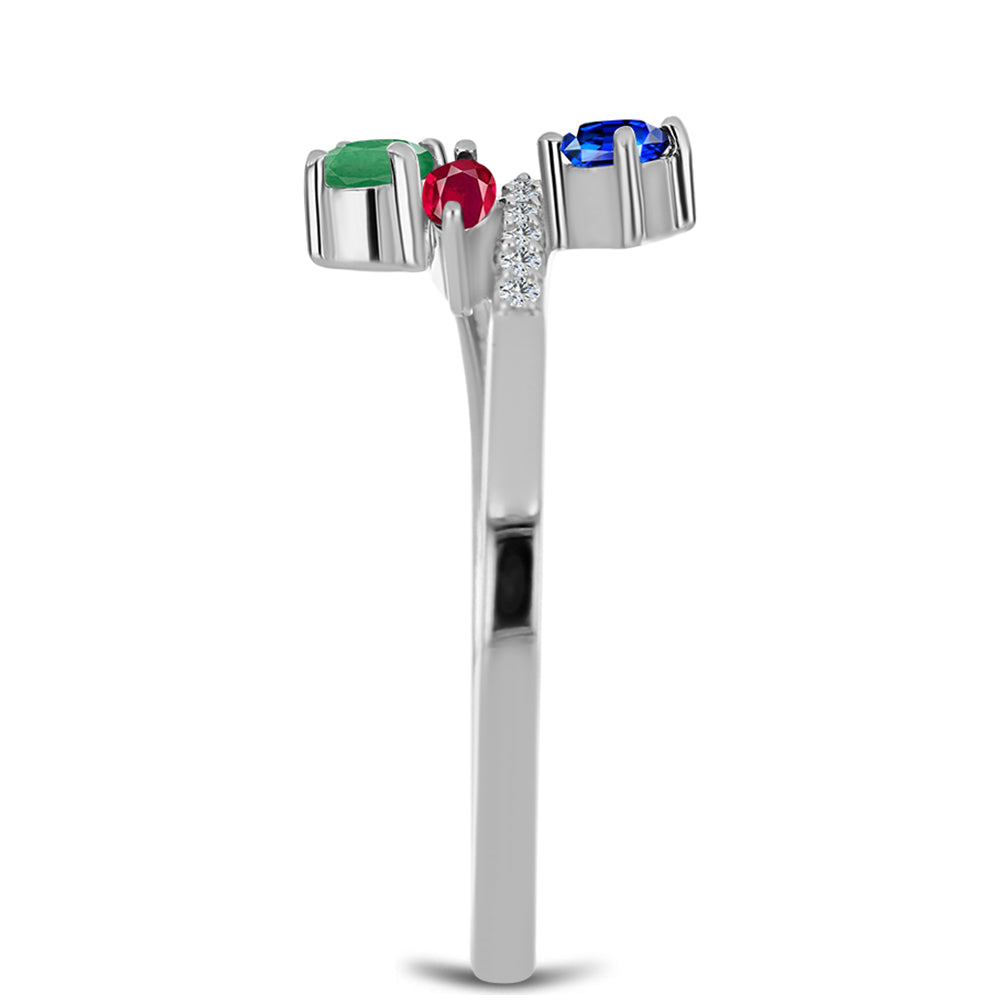 Strieborné Sada s Madagaskarským Rubínom a Brazílskym Smaragdom ( Náušnice+Prsteň ) 7 