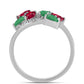 Strieborný Prsteň s Madagaskarským Rubínom a Brazílskym Smaragdom