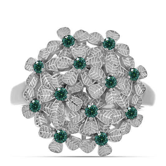 Strieborný Prsteň s Zelenkavý morsky modrý Moissanitom