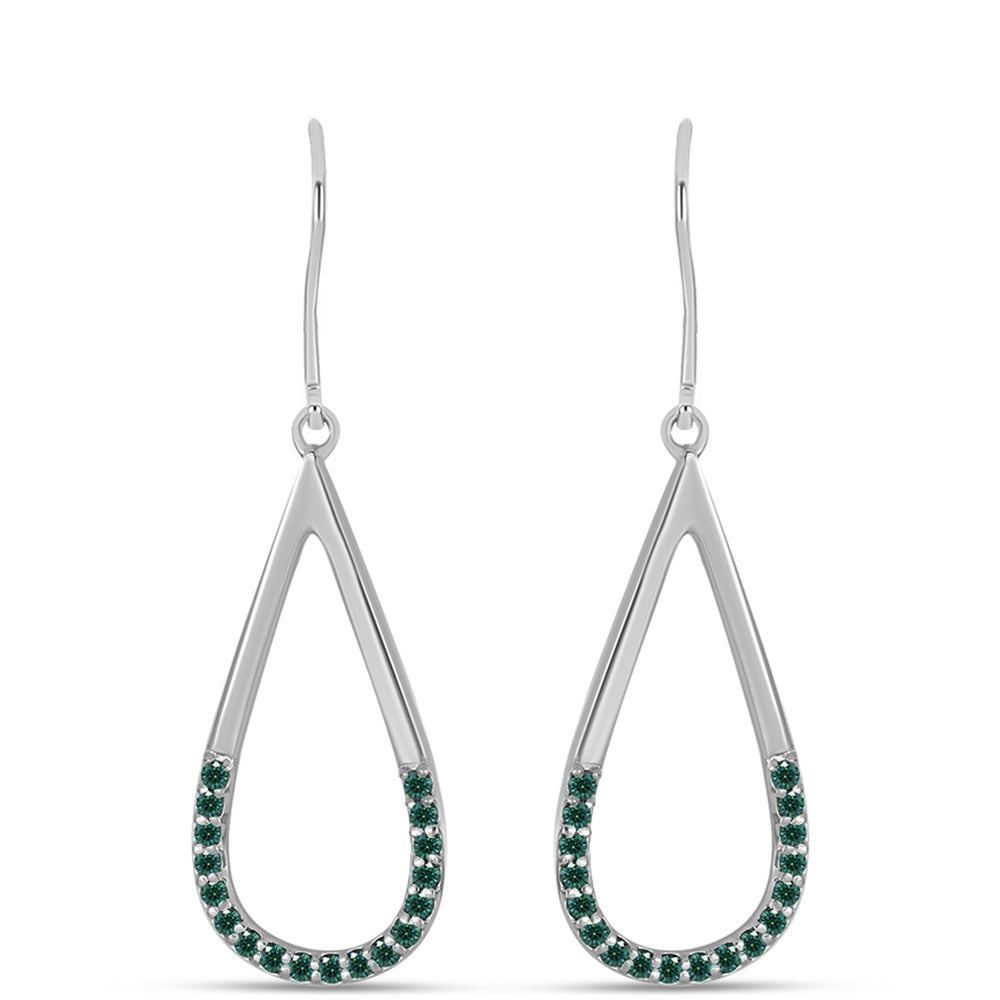 Strieborné Náušnice s Zelenkavý morsky modrý Moissanitom