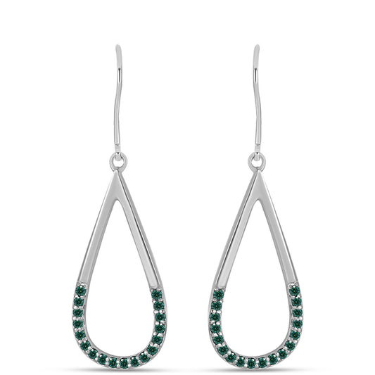 Strieborné Náušnice s Zelenkavý morsky modrý Moissanitom