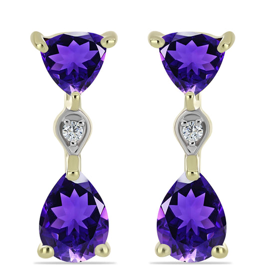 Pozlátené Strieborné Náušnice s Marockým Ametystom a Bielym Topásom