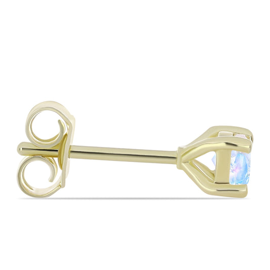 Pozlátené Strieborné Náušnice s Dúhovým Mesačným Kameňom