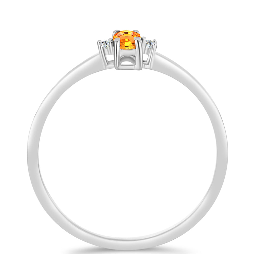 Strieborný Prsteň s Padparadscha Zafírom a Bielym Topásom