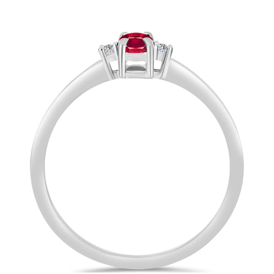 Strieborný Prsteň s Madagaskarským Rubínom a Bielym Topásom