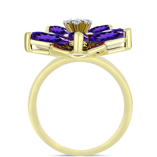 Pozlátený Strieborný Prsteň s Marockým Ametystom a Bartonským Granátom