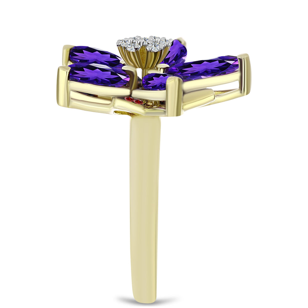 Pozlátený Strieborný Prsteň s Marockým Ametystom a Bartonským Granátom 4 