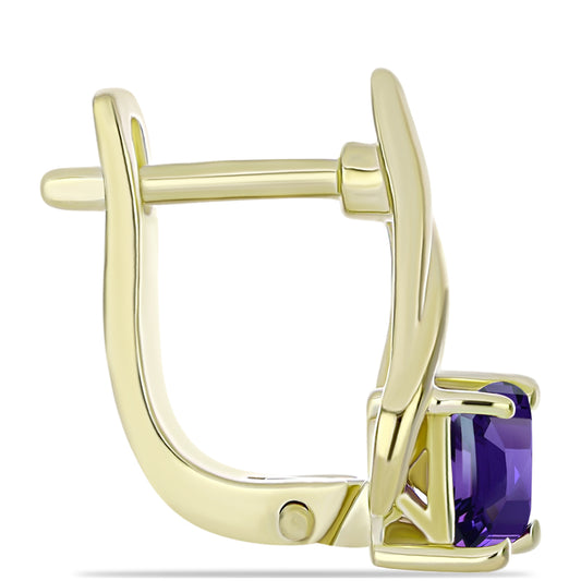 Pozlátené Strieborné Náušnice s Marockým Ametystom a Bielym Topásom