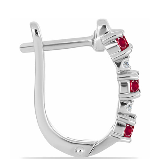 Strieborné Náušnice s Madagaskarským Rubínom a Bielym Topásom