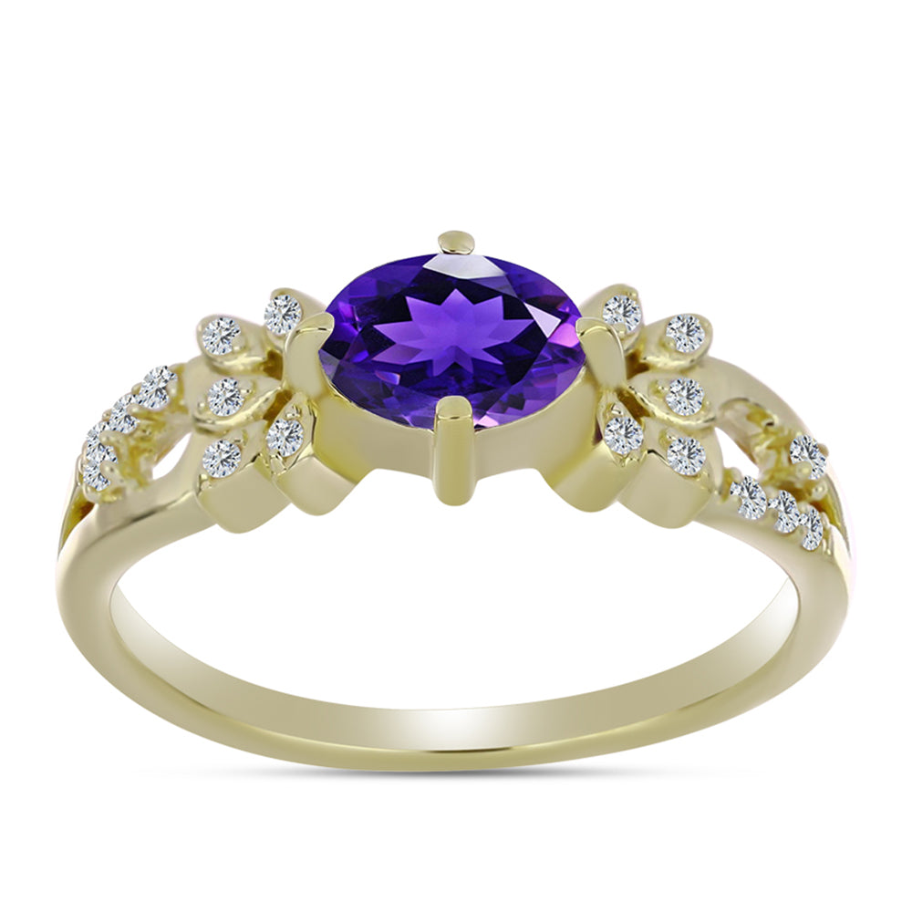 Pozlátený Strieborný Prsteň s Marockým Ametystom a Bielym Topásom