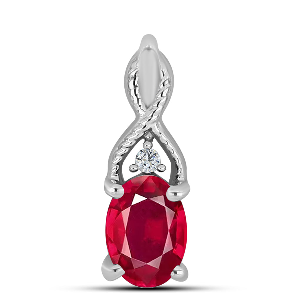 Strieborný Prívesok s Madagaskarským Rubínom a Bielym Topásom