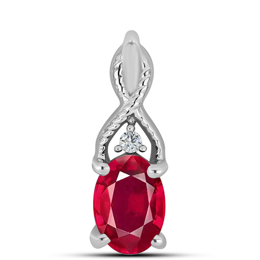 Strieborný Prívesok s Madagaskarským Rubínom a Bielym Topásom
