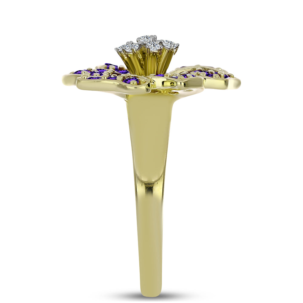 Pozlátený Strieborný Prsteň s Marockým Ametystom a Bielym Topásom 4 