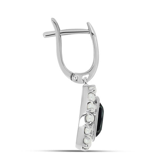 Strieborné Náušnice s Obsidianom a Bielou Sladkovodnou Perlou