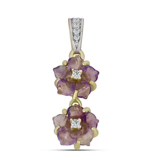 Pozlátený Strieborný Prívesok s Marockým Ametystom a Brazílskym Ametystom