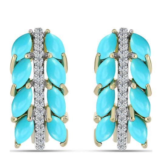 Pozlátené Strieborné Náušnice s so Sleeping Beauty Tyrkysom a Bielym Topásom