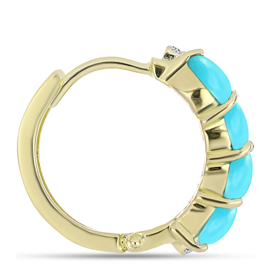 Pozlátené Strieborné Náušnice s so Sleeping Beauty Tyrkysom a Bielym Topásom