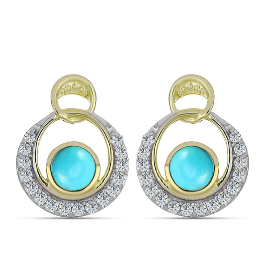 Pozlátené Strieborné Náušnice s so Sleeping Beauty Tyrkysom a Bielym Topásom