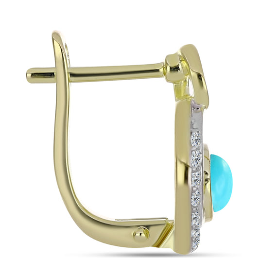 Pozlátené Strieborné Náušnice s so Sleeping Beauty Tyrkysom a Bielym Topásom