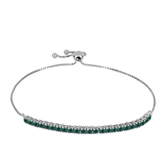 Strieborný Náramok s Zelenkavý morsky modrý Moissanitom