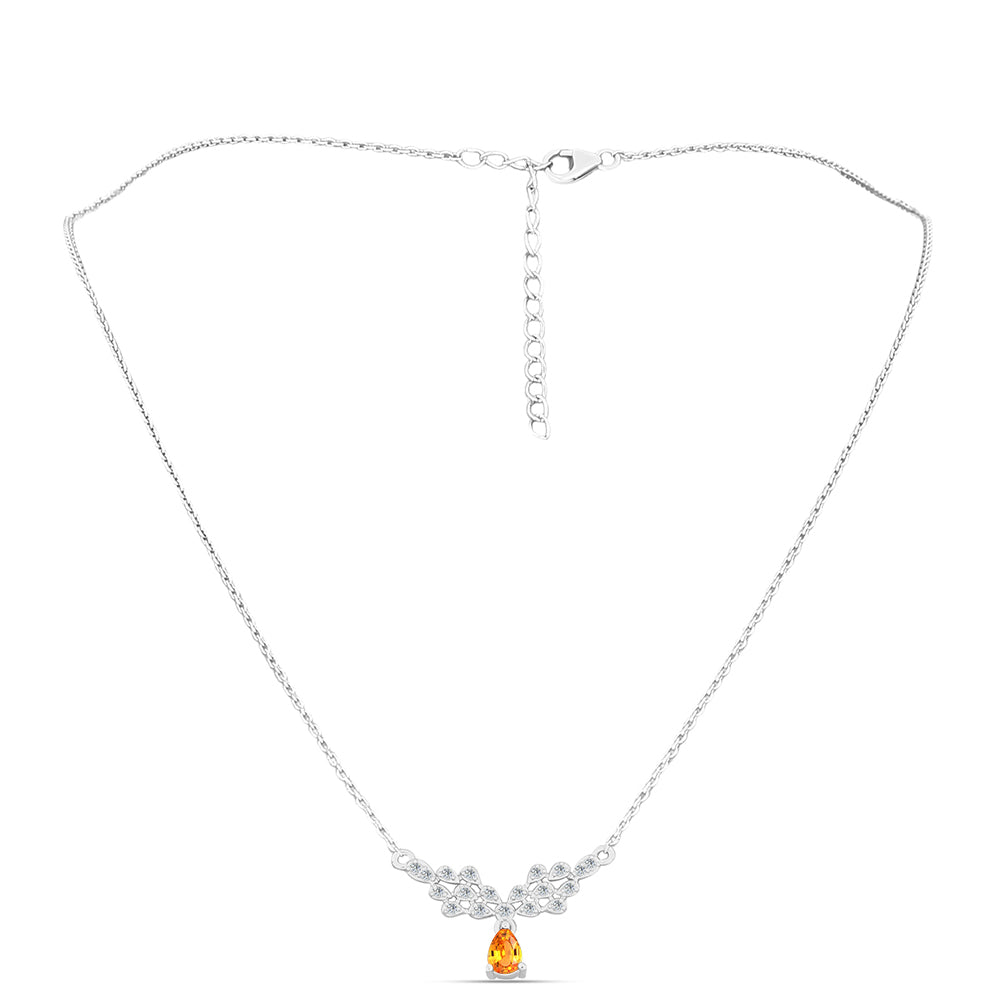 Strieborný Náhrdelník s Padparadscha Zafírom a Bielym Topásom 1 