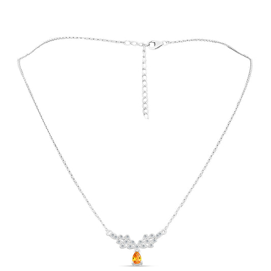 Strieborný Náhrdelník s Padparadscha Zafírom a Bielym Topásom