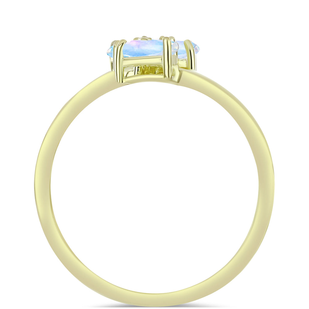 Pozlátený Strieborný Prsteň s Dúhovým Mesačným Kameňom 2 