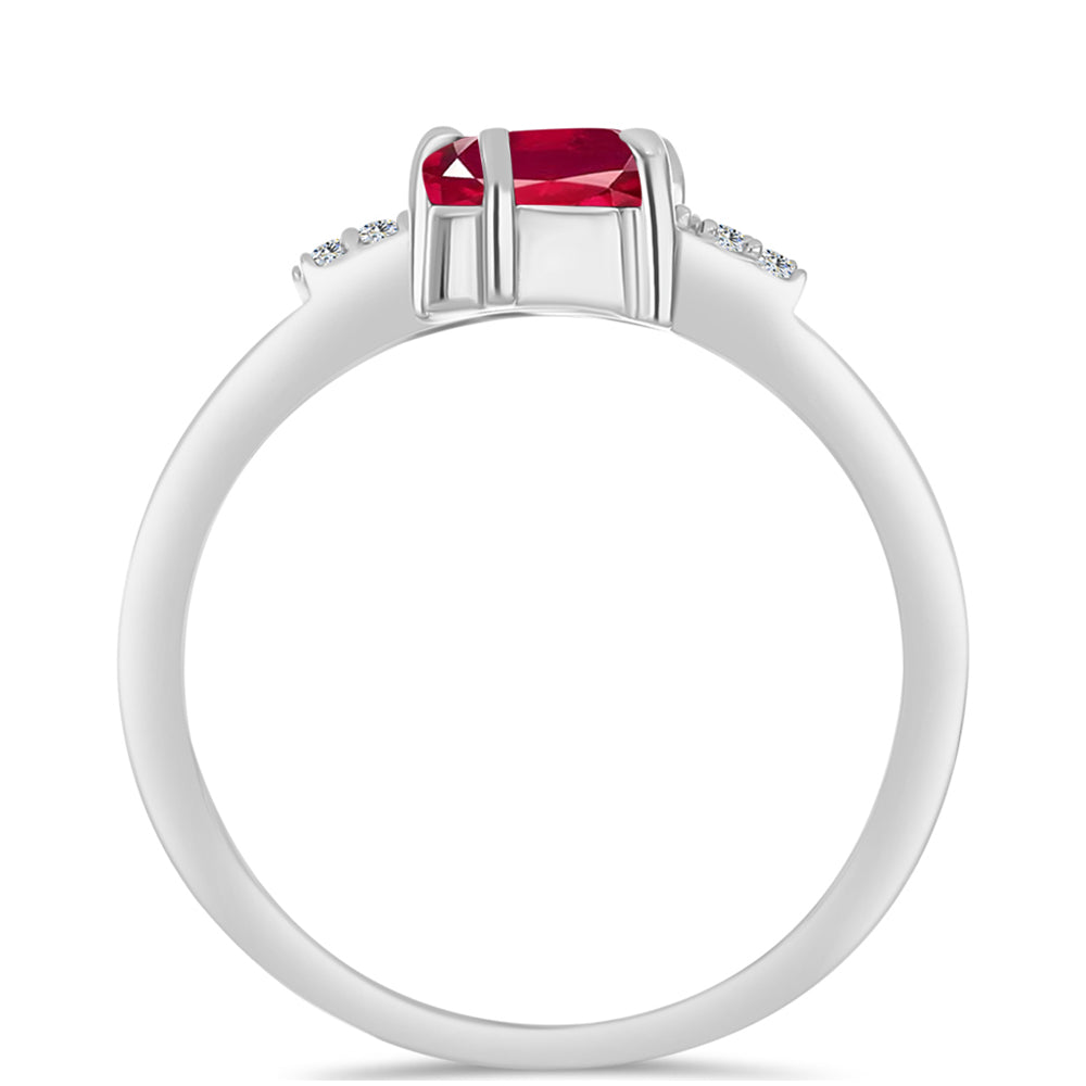 Strieborný Prsteň s Madagaskarským Rubínom a Bielym Topásom 2 