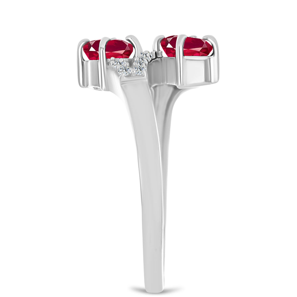 Strieborný Prsteň s Madagaskarským Rubínom a Bielym Topásom 4 