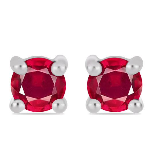 Strieborné Náušnice s Madagaskarským Rubínom