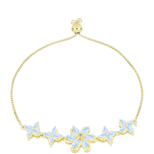 Pozlátený Strieborný Náramok s Dúhovým Mesačným Kameňom