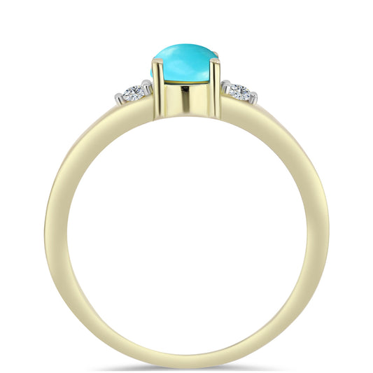 Pozlátený Strieborný Prsteň s so Sleeping Beauty Tyrkysom a Bielym Topásom