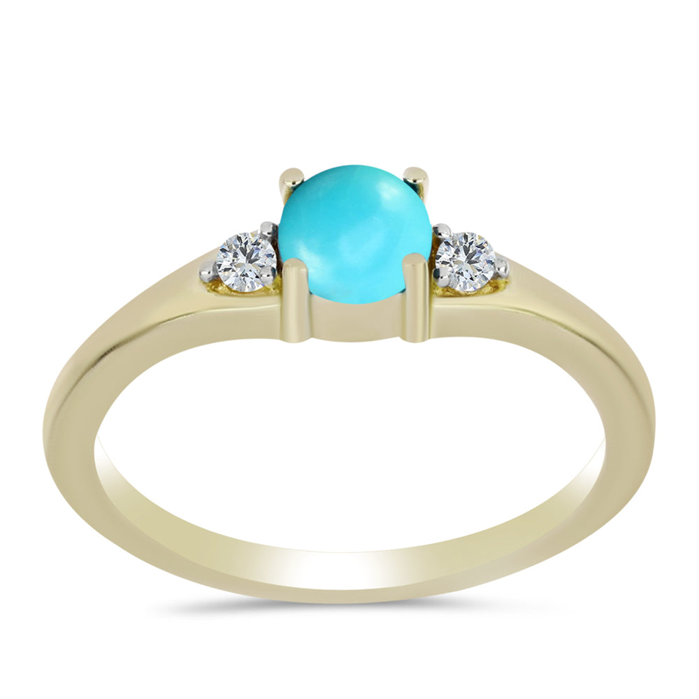 Pozlátený Strieborný Prsteň s so Sleeping Beauty Tyrkysom a Bielym Topásom
