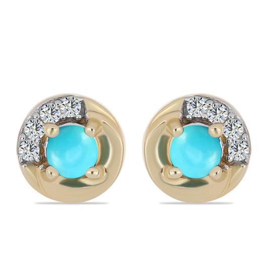 Pozlátené Strieborné Náušnice s so Sleeping Beauty Tyrkysom a Bielym Topásom
