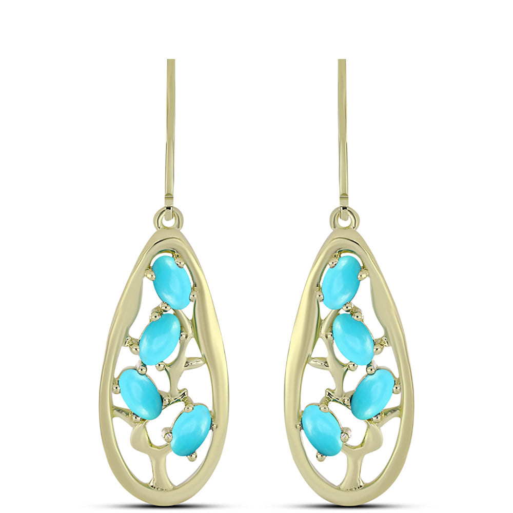 Pozlátené Strieborné Náušnice s so Sleeping Beauty Tyrkysom