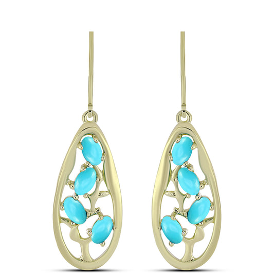 Pozlátené Strieborné Náušnice s so Sleeping Beauty Tyrkysom