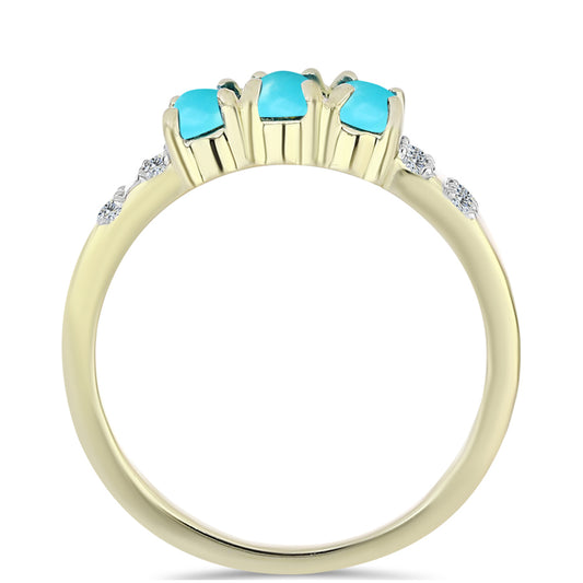 Pozlátený Strieborný Prsteň s so Sleeping Beauty Tyrkysom a Bielym Topásom