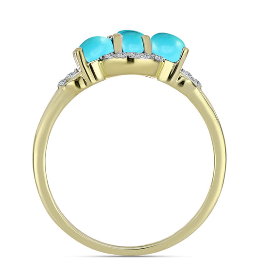 Pozlátený Strieborný Prsteň s so Sleeping Beauty Tyrkysom a Bielym Topásom