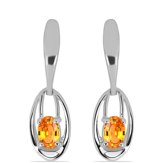 Strieborné Náušnice s Padparadscha Zafírom