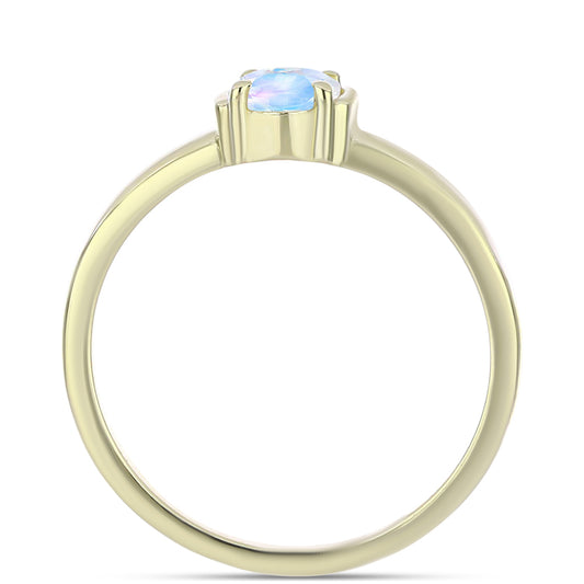 Pozlátený Strieborný Prsteň s Dúhovým Mesačným Kameňom