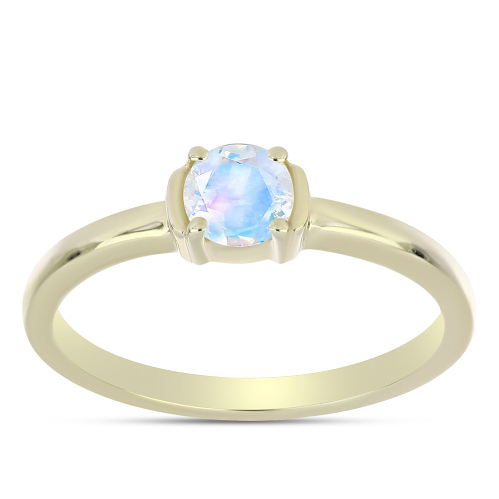 Pozlátený Strieborný Prsteň s Dúhovým Mesačným Kameňom 3 