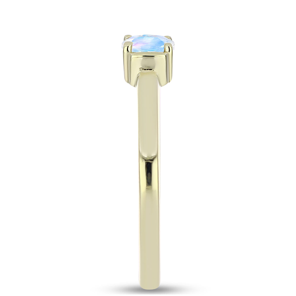 Pozlátený Strieborný Prsteň s Dúhovým Mesačným Kameňom