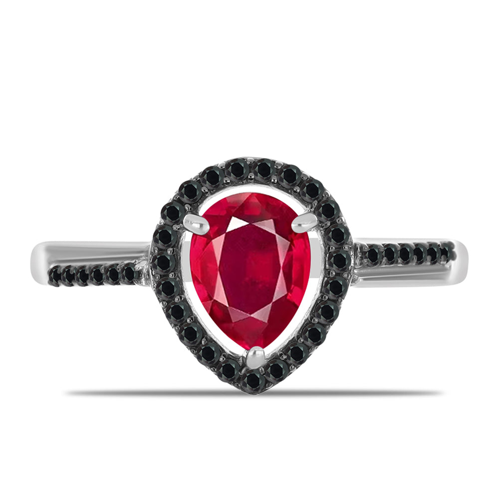 Strieborný Prsteň s Madagaskarským Rubínom a Čiernym Spinelom 1 
