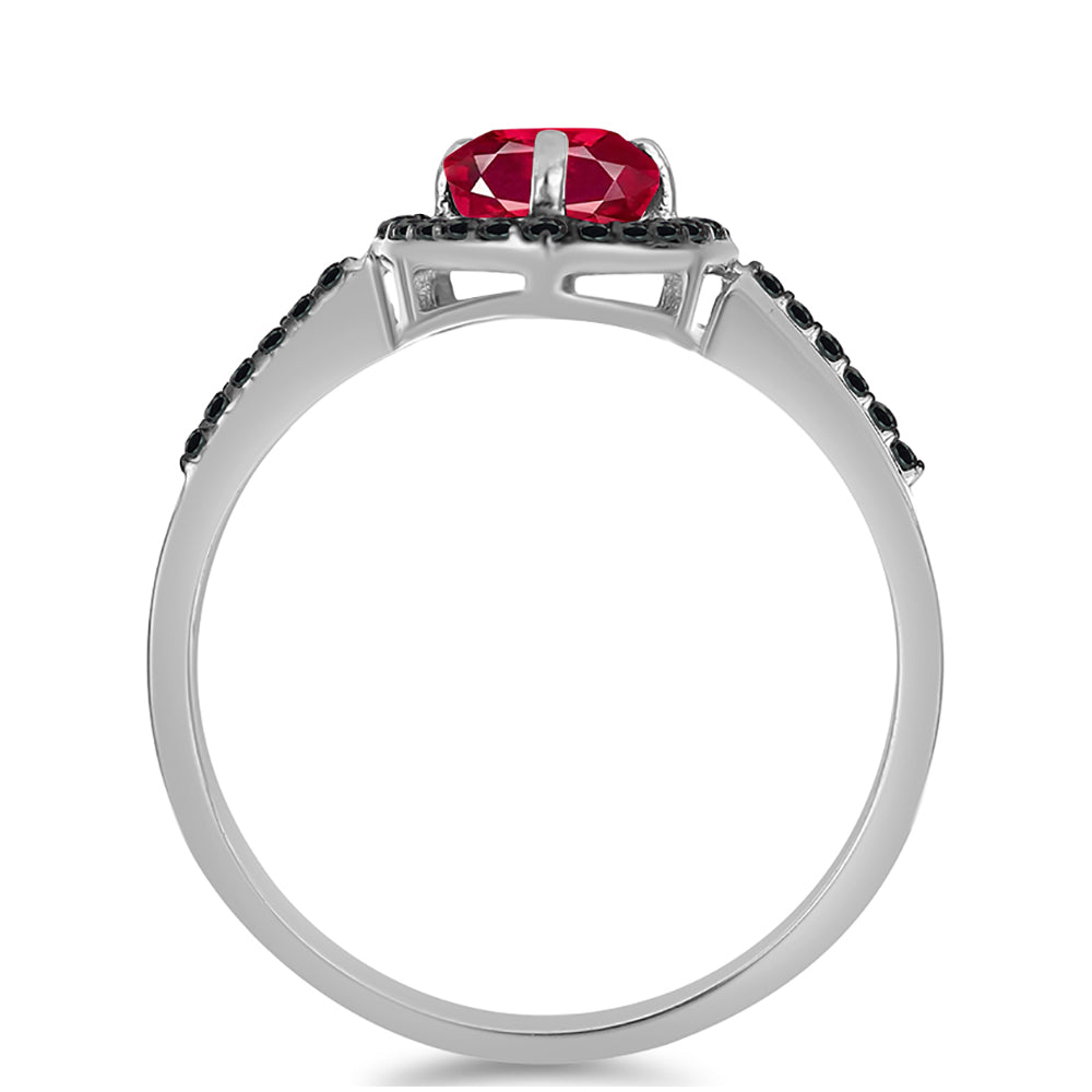 Strieborný Prsteň s Madagaskarským Rubínom a Čiernym Spinelom