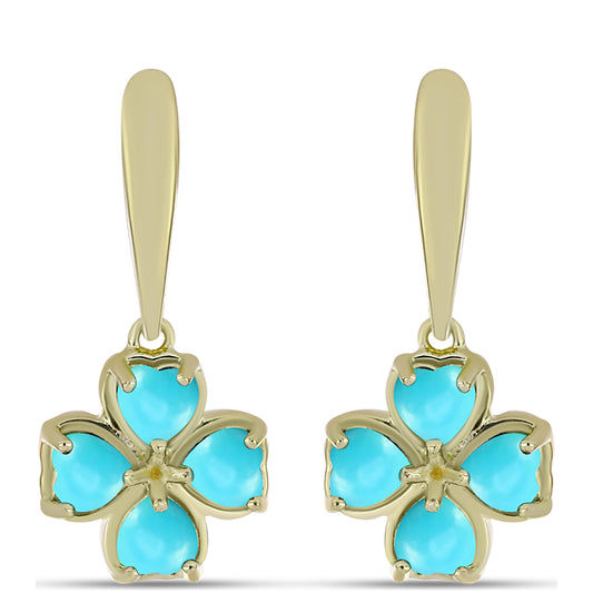 Pozlátené Strieborné Náušnice s so Sleeping Beauty Tyrkysom