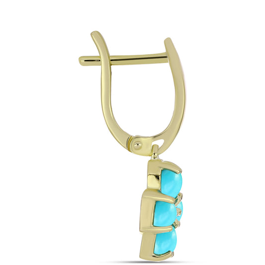 Pozlátené Strieborné Náušnice s so Sleeping Beauty Tyrkysom